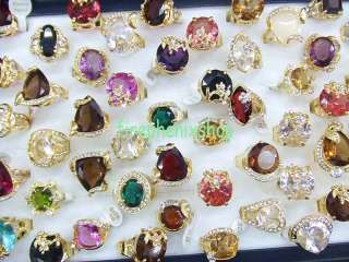 Wholesale lots jewelry 30 CZ rhinestone gold P rings  
