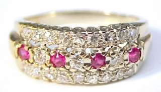 82ctw Ruby & Diamond 14KT Solid Gold Ring ~ Size 8  