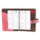   Organizer Starter Set w/Leather Binder, 3 3/4 x 6 3/4, Pink/Brown