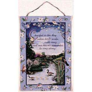 Simply Home Cheerful Day Birds & Floral Wall Hanging Tapestry 17 x 