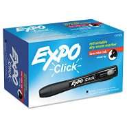 EXPO Click Dry Erase Markers, Chisel Tip, Black, 12/DZ 