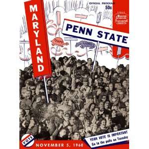 Game Day Program Cover Art   PENN STATE (H) VS MARYLAND 1960 AT PENN 