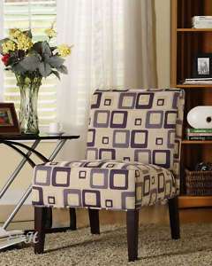 LIFESTYLE BLUE GEOMETRIC PATTERN FABRIC ACCENT CHAIR  