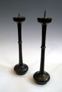 Japanese Lacquer Wood Candle Stands, Shokudai  