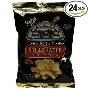 Plockys Kettle Potato Chips, Steak Sauce, 1 Ounce Bags (Pack of 24 