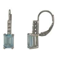 Aquamarine and Diamond Accent Earrings in Sterling Silver 