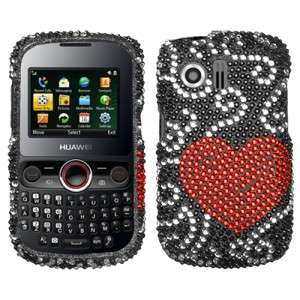 Curve Heart Crystal Diamond BLING Phone Case Cover for Cricket Huawei 