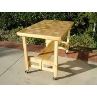   all wood folding serving buffet/dining table, natural 
