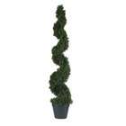 NearlyNatural Silk Cedar Spiral Tree in Green   Height 24