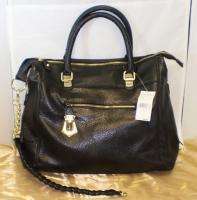 NEW STEVE MADDEN LEATHER BSOCIAL Satchel BLACK Handbag PURSE Double 