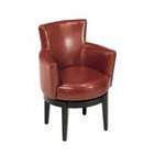Armen Living Leather Swivel Club Chair   Red   Red   34H x 25W x 25 