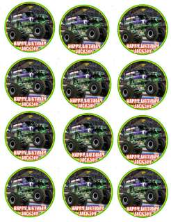GRAVE DIGGER Edible Cupcake Image Party Favor Supply  