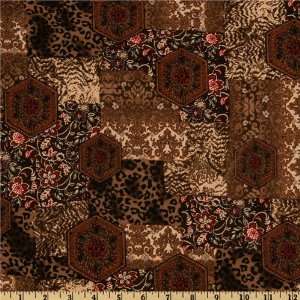   Jersey Knit Tile Brown/Red Fabric By The Yard Arts, Crafts & Sewing