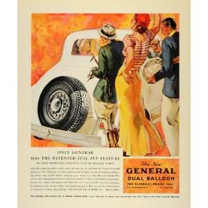 1933 Ad General Dual Balloon Blowout Proof Tire Rubber   Original 