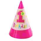   Lets Party By Amscan Hugs & Stitches Girls 1st Birthday Cone Hats