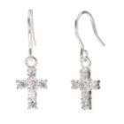 Sterling Creations Cubic Zirconia Pave 10MM Cross Drop Earring