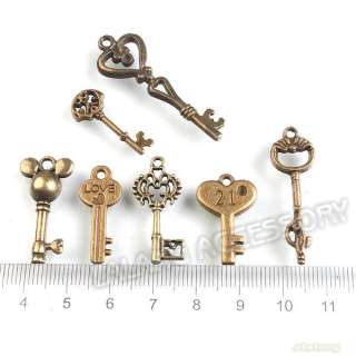   Mixed Bronze Plated Vintage Key Charms Pendants Findings 142192  