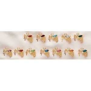  Club Pack of 48 Gold Plated Birthstone Angel With Cross Pins 