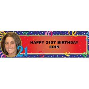 Happy Birthday 21   Personalized Photo Banner Large 30 x 100
