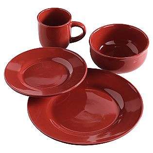 Round 16Pc Dinnerware Set  Red  Essential Home For the Home Dishes 