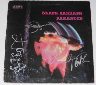   SABBATH Group Signed Autographed PARANOID ALBUM LP Ozzy Osbourne +3