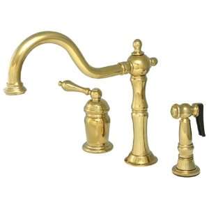   Heritage Deck Mount Kitchen Faucet, with Brass Sprayer, Polished Brass
