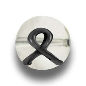  12mm Black Ribbon Round Glass Beads   Horizontal Hole 