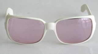 VINTAGE ITALIAN SUNGLASSES WHITE WITH PINK LENSES 70s  