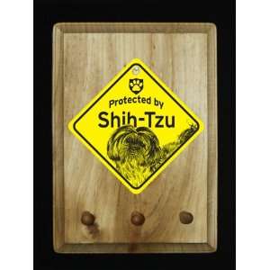  Puppy Cut Shih Tzu Dog Protected By Sign Key/Leash Holders 