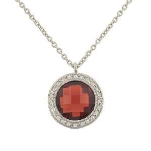    Garnet(1.50ct) Pave Diamond(.21ct) Pendant on Chain Jewelry