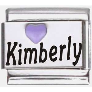    Kimberly Purple Heart Laser Name Italian Charm Link Jewelry