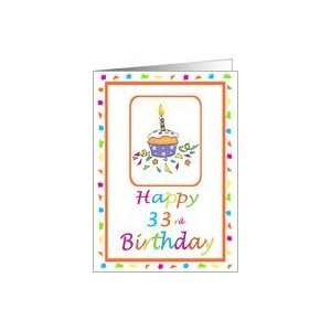  33 Years Old Lit Candle Cupcake Birthday Party Invitation 