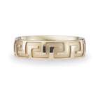   Gold Wedding Band Ring, Comfort Fit Greek Key Glass Design, 6mm wide