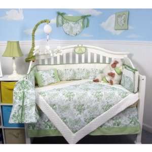   Piece French Sage Toile Baby Crib Nursery Bedding Set