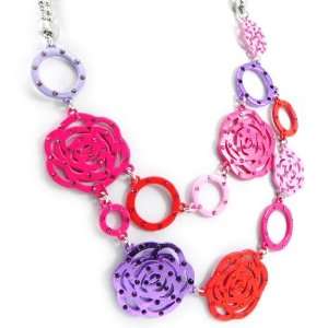  Necklace french touch Camélia pink purple. Jewelry