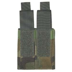  Woodland Camouflage MOLLE Double Pistol Mag Pouch Sports 