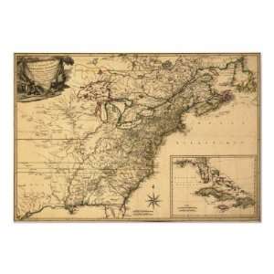  Vintage 1777 Map of American Colonies Posters