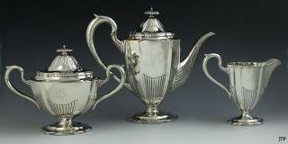 ANTIQUE 3pc FRANK SMITH STERLING SILVER TEA SET 1902  
