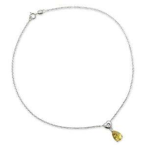  Gioie Ladies Anklet in White 18 karat Gold with Citrin and Diamond 
