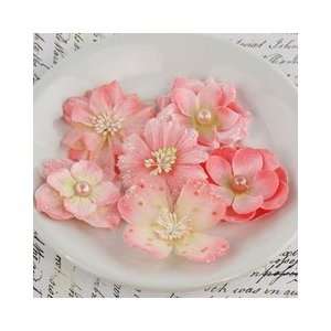    Charlotte Collection   Fabric Flower Embellishments   Coral Ice