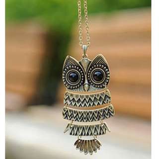 Simitter new fashion lovely vintage owl necklace chain 2 color  