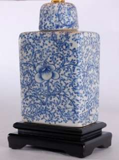 18 High Rectangular Blue White Porcelain Accent Table Lamp  
