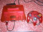 RARE NINTENDO 64 (N64) WATERMELON RED CONSOLE WITH WIRES AND 