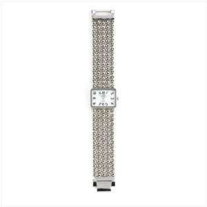  Silver Square Dial Bead Watch 