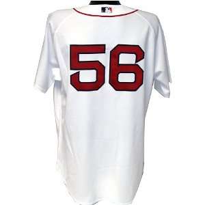  Hansen #56 2008 Red Sox End of Season Game Used Home White Jersey 