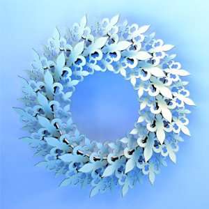  Wreath Fleur de Lis Design Recycled Cardboard Sculpture 
