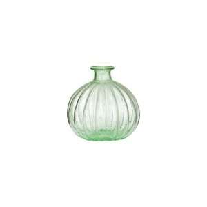    Light Green Recycled Glass Vase (ribbed design)