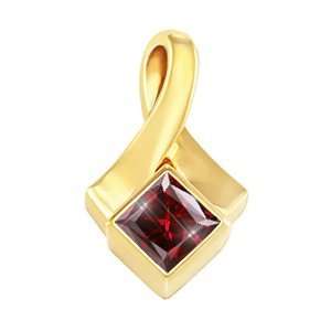   Platinum Pendant with Deep Red Diamond 1 carat Princess cut Jewelry