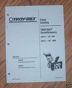TROY BILT 42012 SNOW THROWER PARTS CATALOG 1994   2000  
