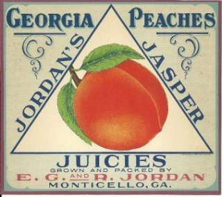 Jordans Georgia Peaches Crate Label Monticello,Ga.  